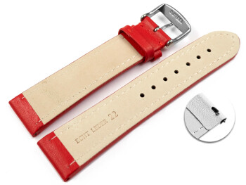 Schnellwechsel Uhrenband Leder glatt rot 22mm Gold