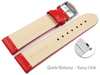 Schnellwechsel Uhrenband Leder glatt rot wN 22mm Schwarz