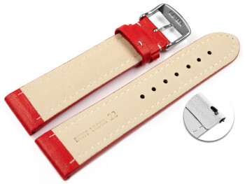 Schnellwechsel Uhrenband Leder glatt rot wN 26mm Gold