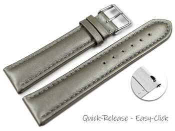 Schnellwechsel Uhrenband Leder glatt dunkelgrau 18mm Stahl
