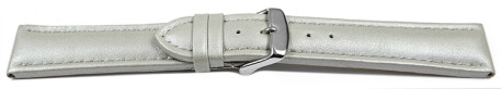 Schnellwechsel Uhrenband Leder glatt hellgrau 24mm Stahl