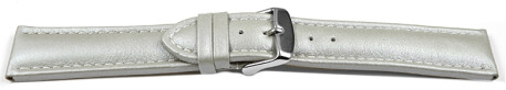 Schnellwechsel Uhrenband Leder glatt hellgrau wN 18mm Stahl