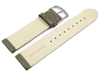 Uhrenarmband Taupe glattes Leder leicht gepolstert 12-28 mm