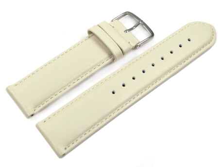 Uhrenarmband Creme glattes Leder leicht gepolstert 12-28 mm