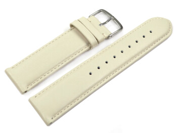 Uhrenarmband Creme glattes Leder leicht gepolstert 12-28 mm