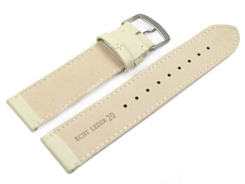 Uhrenarmband Creme glattes Leder leicht gepolstert 12-28 mm