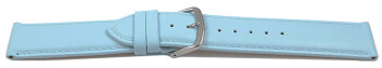 Uhrenarmband Eisblau glattes Leder leicht gepolstert 12-28 mm