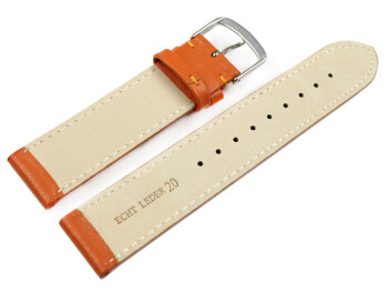 Uhrenarmband orange glattes Leder leicht gepolstert 12-28 mm