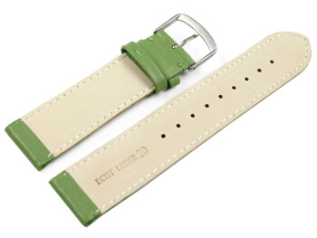 Uhrenarmband apfelgrün glattes Leder leicht gepolstert 12-28 mm