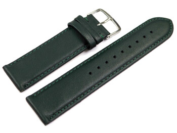Uhrenarmband dunkelgrün glattes Leder leicht gepolstert 12-28 mm