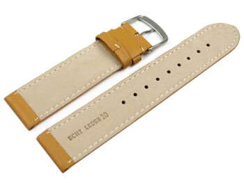Uhrenarmband Natur glattes Leder leicht gepolstert 24mm Stahl