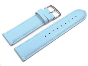 Uhrenarmband Eisblau glattes Leder leicht gepolstert 20mm Gold