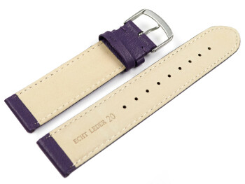 Uhrenarmband Aubergine glattes Leder leicht gepolstert 26mm Stahl