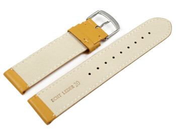Uhrenarmband senf glattes Leder leicht gepolstert 28mm Stahl
