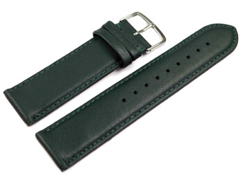 Uhrenarmband dunkelgrün glattes Leder leicht gepolstert 20mm Schwarz