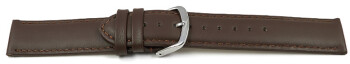 Uhrenarmband dunkelbraun glattes Leder leicht gepolstert 24mm Gold