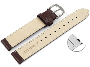 Schnellwechsel Uhrenarmband bordeaux glattes Leder leicht gepolstert 24mm Gold