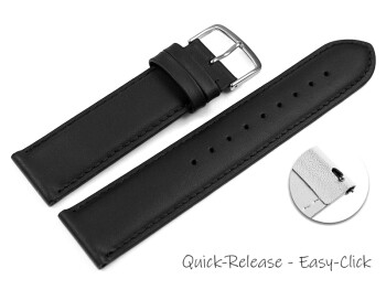 Schnellwechsel Uhrenarmband schwarz glattes Leder leicht gepolstert