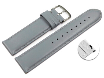 Schnellwechsel Uhrenarmband hellgrau glattes Leder leicht gepolstert 12mm Schwarz