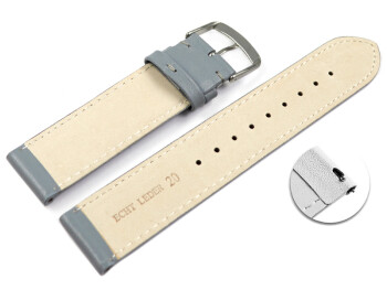 Schnellwechsel Uhrenarmband hellgrau glattes Leder leicht gepolstert 18mm Stahl