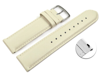 Schnellwechsel Uhrenarmband Creme glattes Leder leicht gepolstert 20mm Schwarz