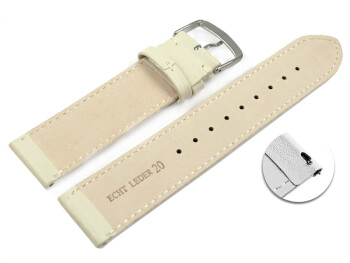 Schnellwechsel Uhrenarmband Creme glattes Leder leicht gepolstert 20mm Schwarz