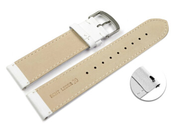 Schnellwechsel Uhrenarmband weiß glattes Leder leicht gepolstert 16mm Gold