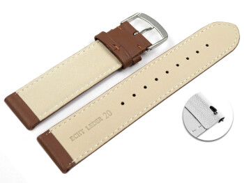 Schnellwechsel Uhrenarmband Brandy glattes Leder leicht gepolstert 20mm Stahl