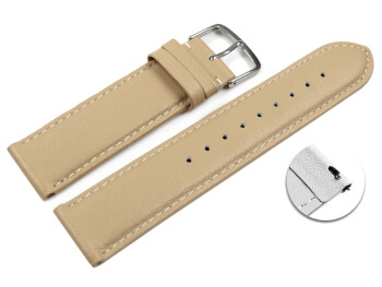 Schnellwechsel Uhrenarmband Vanille glattes Leder leicht gepolstert 22mm Gold