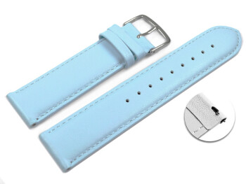 Schnellwechsel Uhrenarmband Eisblau glattes Leder leicht gepolstert 12mm Schwarz