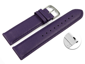 Schnellwechsel Uhrenarmband Aubergine glattes Leder leicht gepolstert 12mm Gold
