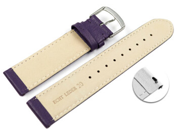 Schnellwechsel Uhrenarmband Aubergine glattes Leder leicht gepolstert 12mm Gold