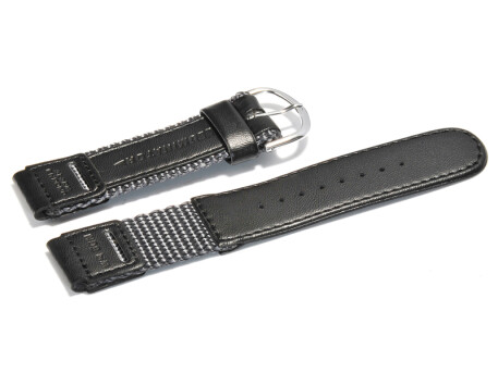 Uhrenarmband Casio für W-94HF-8AV, Textil/Leder, schw./dkl.-grau
