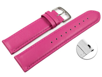 Schnellwechsel Uhrenarmband Himbeere glattes Leder leicht gepolstert 12mm Stahl
