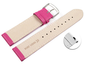Schnellwechsel Uhrenarmband Himbeere glattes Leder leicht gepolstert 12mm Stahl