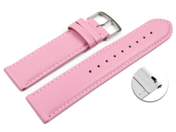 Schnellwechsel Uhrenarmband pink glattes Leder leicht gepolstert 20mm Schwarz