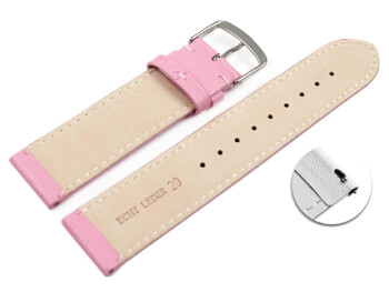 Schnellwechsel Uhrenarmband pink glattes Leder leicht gepolstert 22mm Gold