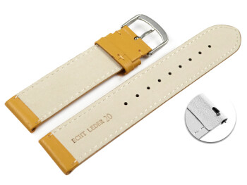 Schnellwechsel Uhrenarmband Senf glattes Leder leicht gepolstert 12mm Stahl