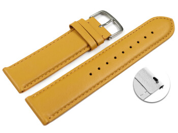 Schnellwechsel Uhrenarmband Senf glattes Leder leicht gepolstert 24mm Schwarz