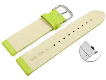 Schnellwechsel Uhrenarmband Limette glattes Leder leicht gepolstert 14mm Gold