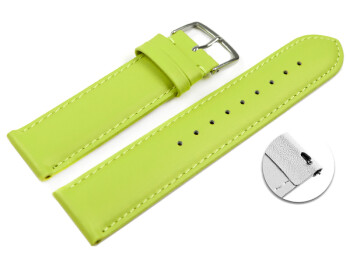 Schnellwechsel Uhrenarmband Limette glattes Leder leicht gepolstert 22mm Schwarz