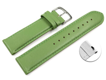 Schnellwechsel Uhrenarmband Apfelgrün glattes Leder leicht gepolstert 24mm Schwarz