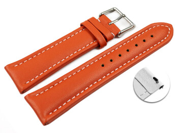 Schnellwechsel Uhrenband Leder glatt orange wN 24mm Stahl