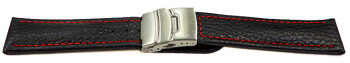Faltschließe Uhrenband Leder genarbt schwarz rN 18mm 20mm 22mm 24mm 26mm