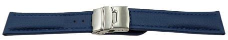 Faltschließe Uhrenband Leder genarbt blau 18mm 20mm 22mm 24mm 26mm