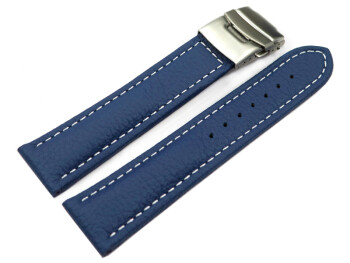 Faltschließe Uhrenband Leder genarbt blau wN 18mm...