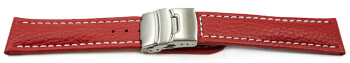 Faltschließe Uhrenband Leder genarbt rot wN 18mm...