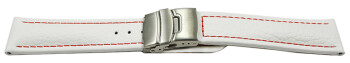 Faltschließe Uhrenband Leder genarbt weiß rN 18mm 20mm 22mm 24mm 26mm