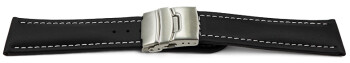 Faltschließe Uhrenband Leder Glatt schwarz wN 18mm 20mm 22mm 24mm 26mm