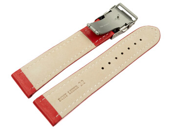 Faltschließe Uhrenband Leder Glatt rot wN 18mm 20mm 22mm 24mm 26mm